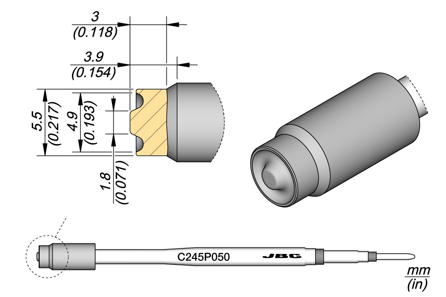 C245P050 - Heat Staking Cartridge Ø 4.9